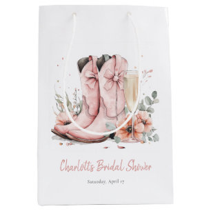 Sac Cadeau Moyen Chaussures roses et verre à champagne pétillant po