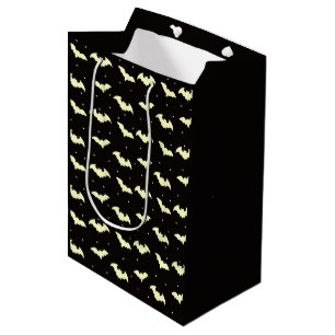 Sac Cadeau Moyen Chauves-souris noires et dorées Halloween noir