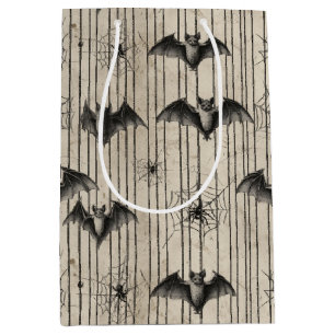 Sac Cadeau Moyen Chauves-souris vintages et toiles d'araignée sur s