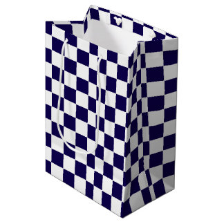 Sac Cadeau Moyen Checkered dark blue and White