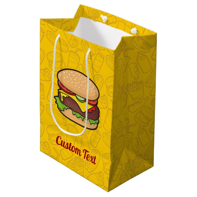 Sac cadeau moyen Cheeseburger (Devant Angle)