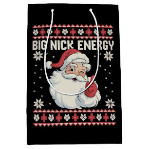 Sac Cadeau Moyen Chemise de Noël laide de Santa Energy Big Nick