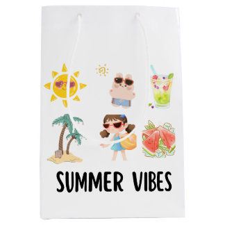 Sac Cadeau Moyen chemise de vibes d'été mignon pour les enfants.