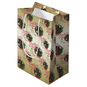 Sac Cadeau Moyen CHÈQUE voeux de Noël Bébé Chèvre Baisers Nubian