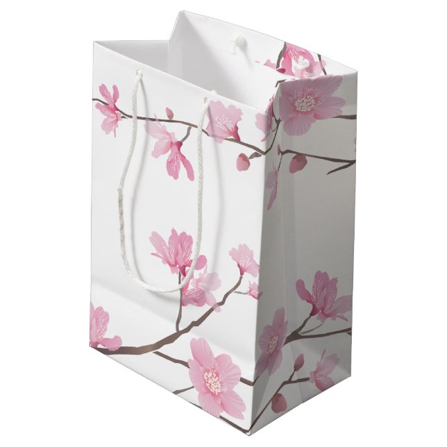 Sac Cadeau Moyen Cherry Blossom - Arrière - plan transparent (Dos Angle)