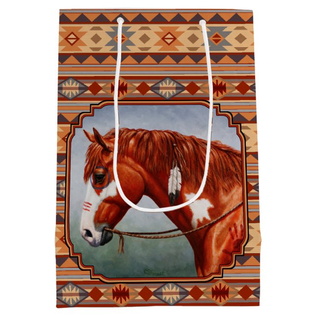 Sac Cadeau Moyen Chestnut Pinto Horse Southwest (Dos)