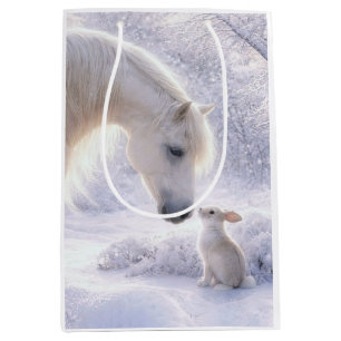 Sac Cadeau Moyen Cheval de Noël et Lapin Cadeau de Fêtes