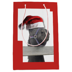 Sac Cadeau Moyen Cheval de Noël Père Noël