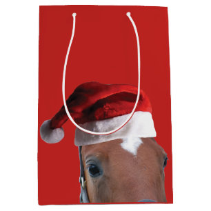 Sac Cadeau Moyen Cheval de Noël Père Noël