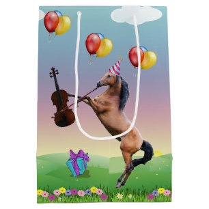 Sac Cadeau Moyen Cheval Jouant Le Violon Anniversaire