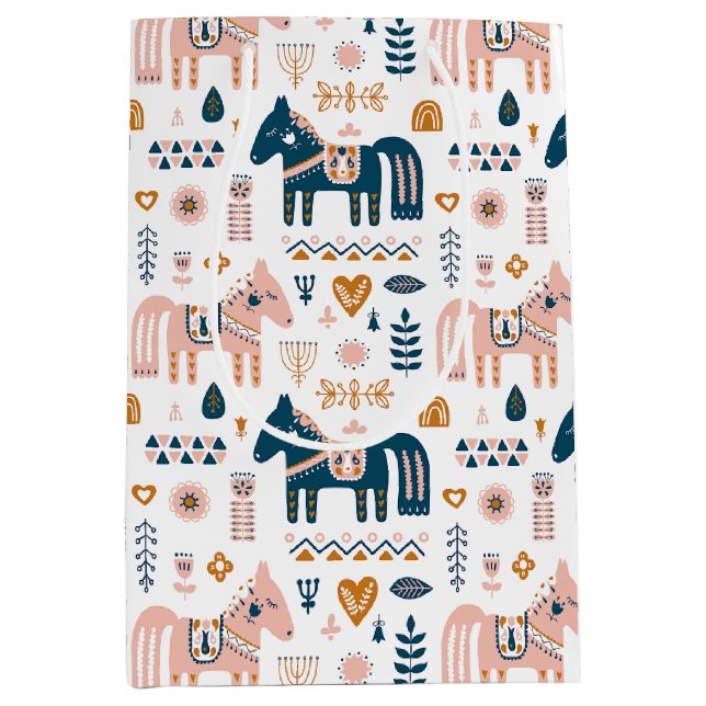 Sac Cadeau Moyen Cheval nordique du Folkart (Devant)