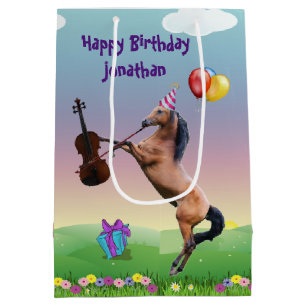 Sac Cadeau Moyen Cheval Personnalisé Jouant Le Violon Anniversaire