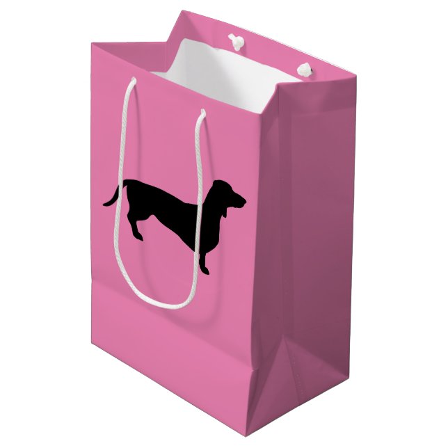 Sac Cadeau Moyen Cheveux courts Dachshund - Silhouette 1 (Devant Angle)