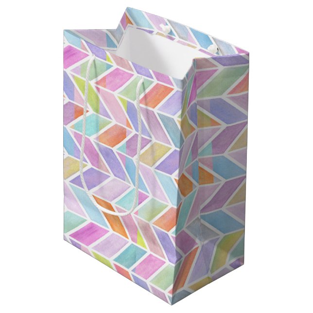Sac Cadeau Moyen Chevron dans multi (Devant Angle)
