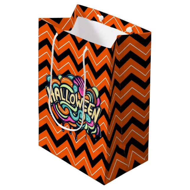 Sac Cadeau Moyen Chevron Halloween  (Devant Angle)