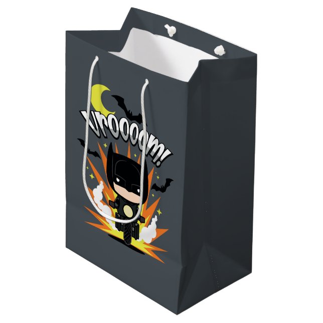 Sac Cadeau Moyen Chibi Batman Batcycle (Devant Angle)