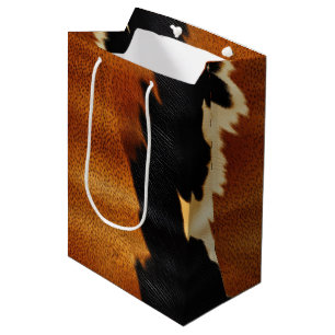 Sac Cadeau Moyen Chic Brown Black Cream Western Cowhide