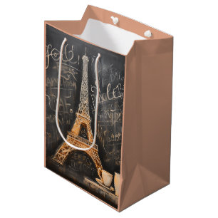 Sac Cadeau Moyen Chic Eiffel Tower Café Café Chalet Paris