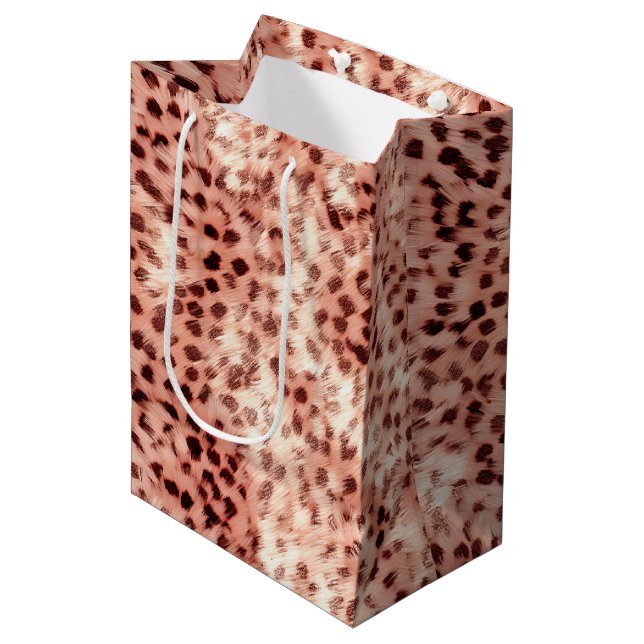 Sac Cadeau Moyen Chic Joli Rose Gold Leopard (Devant Angle)