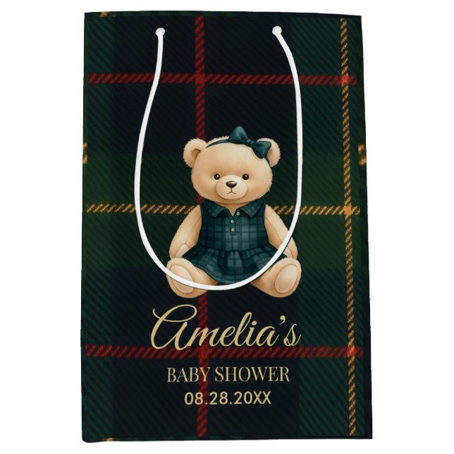 Sac Cadeau Moyen Chic Luxury Teddy Bear Baby Shower  (Devant)
