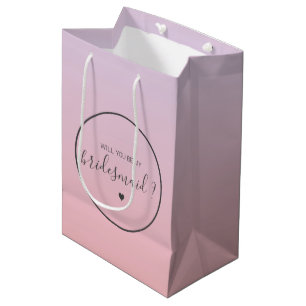 Sac Cadeau Moyen Chic Ombre Pink Gradient Serez-vous ma servante d'