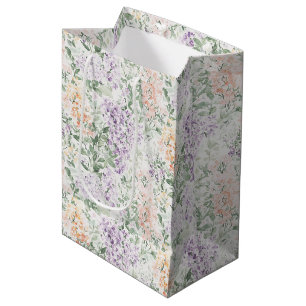 Sac Cadeau Moyen Chic Péché Lilas Lavande Floral Baignade de Mariée