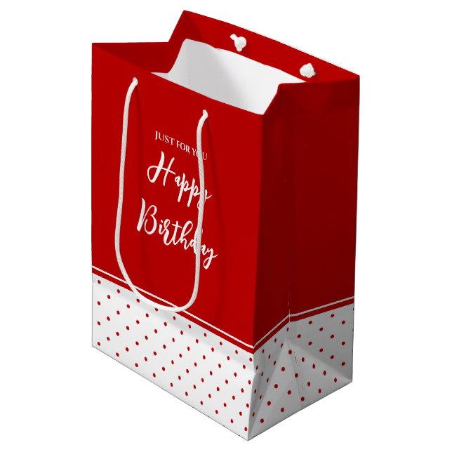 Sac Cadeau Moyen Chic Polka Dot Rouge Blanc Arrière - plan (Devant Angle)
