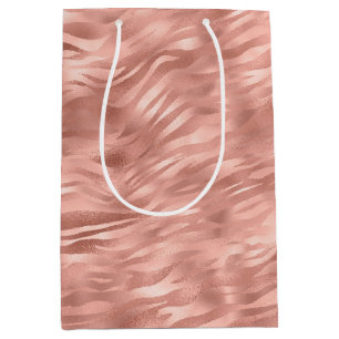 Sac Cadeau Moyen Chic rose zèbre rayures