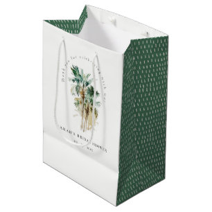 Sac Cadeau Moyen Chic Tropical Aquarelle Palm Trees Fête des mariée