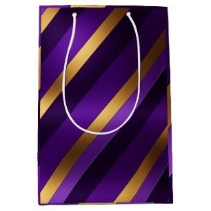 Sac Cadeau Moyen Chic violet, Lilac et or rayé