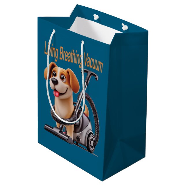 Sac Cadeau Moyen Chien-Aspirateur Vivant Respirant (Dos Angle)
