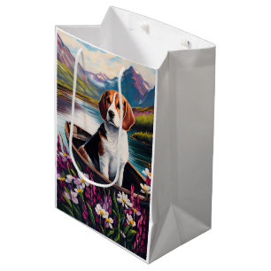 Sac Cadeau Moyen Chien Beagle sur une pagaie : Une aventure panoram