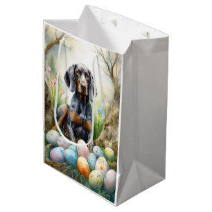 Sac Cadeau Moyen Chien Bluetick Coonhound avec œufs de Pâques Vacan