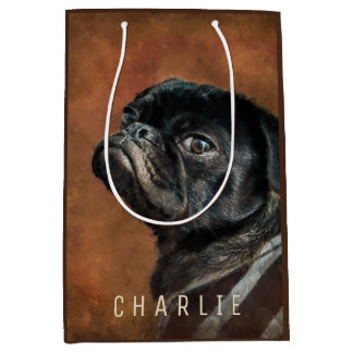 Sac Cadeau Moyen Chien de Carlin noir