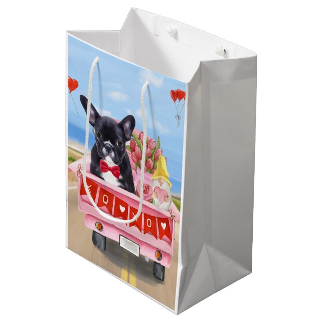 Sac Cadeau Moyen Chien de la Saint-Valentin (Devant Angle)