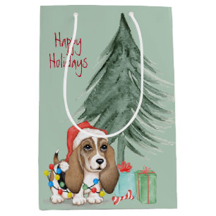 Sac Cadeau Moyen Chien de Noël en feu