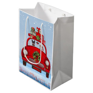 Sac Cadeau Moyen Chien Miniature Pinscher En Voiture Avec Le Père N