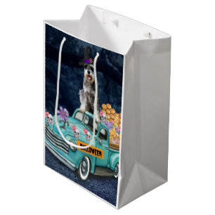 Sac Cadeau Moyen Chien Schnauzer Halloween Camion Nuit Effrayante