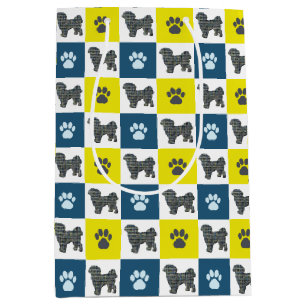 Sac Cadeau Moyen Chien Shih Tzu et silhouette de grille jaune Empre