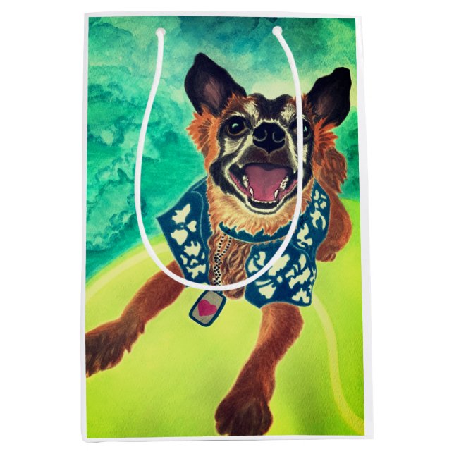 Sac Cadeau Moyen Chien surf (Devant)