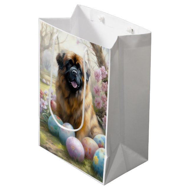 Sac Cadeau Moyen Chien tibétain mastiff avec oeufs de Pâques vacanc (Devant Angle)
