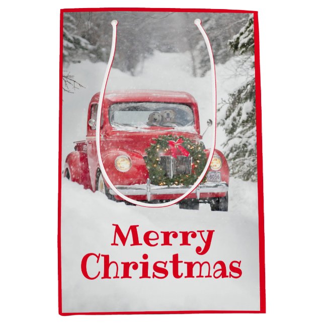 Sac Cadeau Moyen Chiens dans un camion (Devant)