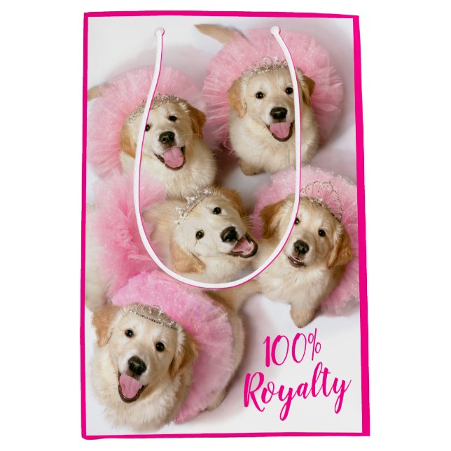 Sac Cadeau Moyen Chiens de Tiaras (Devant)