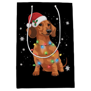 Sac Cadeau Moyen Chiens Teckel Arbre Noël Xmas Animal Chien