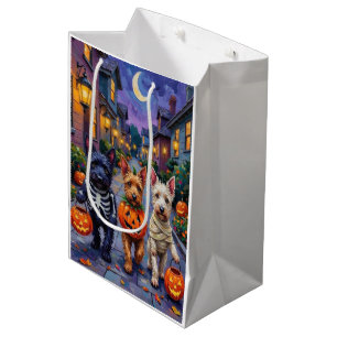 Sac Cadeau Moyen Chiens Terrier Écossais en costumes d'Halloween