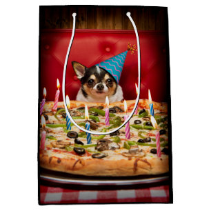 Sac Cadeau Moyen Chihuahua Anniversaire Pizza Pie