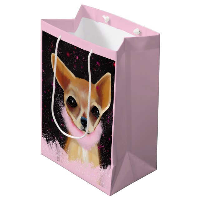 Sac Cadeau Moyen Chihuahua Bling      (Devant Angle)