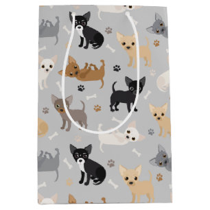 Sac Cadeau Moyen Chihuahua Bones and Paws Gray Medium Cadeau