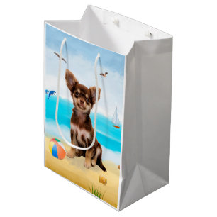 Sac Cadeau Moyen Chihuahua Dog sur la plage