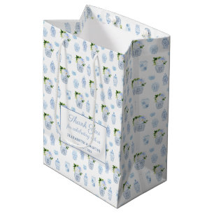 Sac Cadeau Moyen Chinoiserie Chic Navy Mariage vert Bienvenue